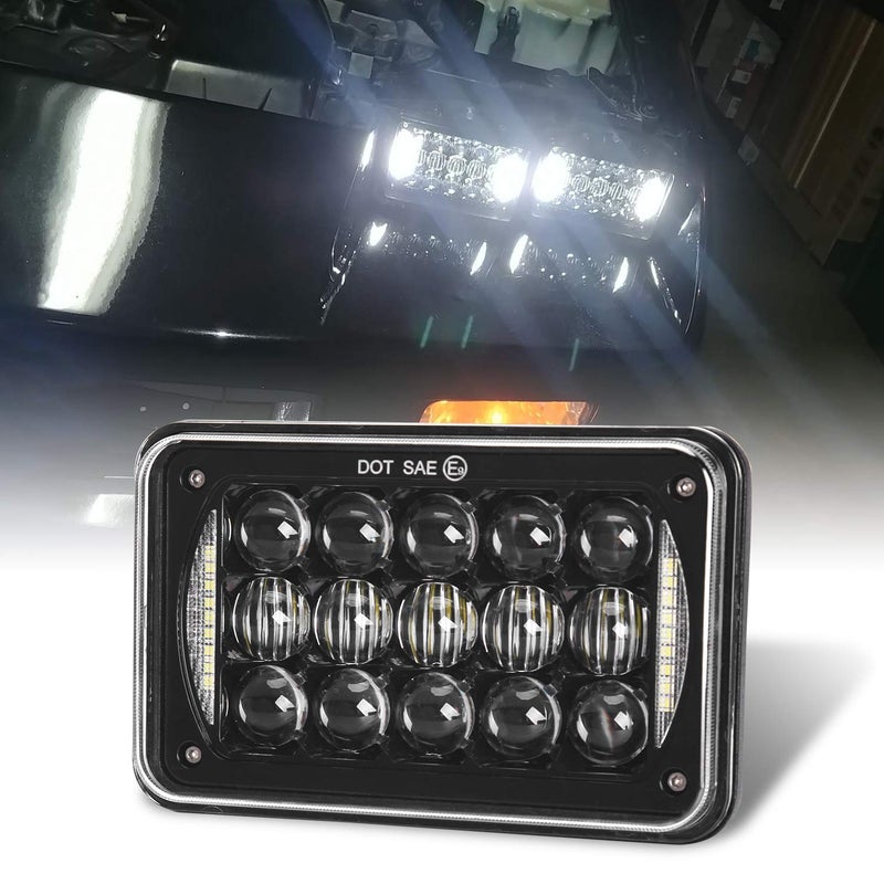 LX-LIGHT DOT Approved 60w 4x6 inch LED Headlights Rectangular Replacement H4651 H4652 H4656 H4666 H6545 with DRL Compatible with Peterbil Kenworth Freightinger Ford Probe Chevrolet Trucks - Image 3